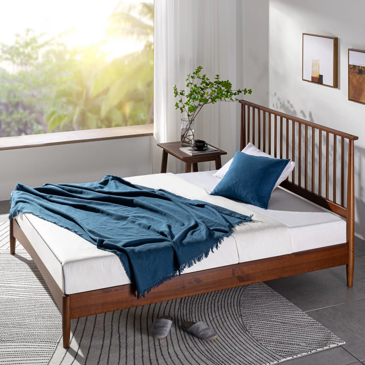 Queen Wood Platform Bed Frame I761