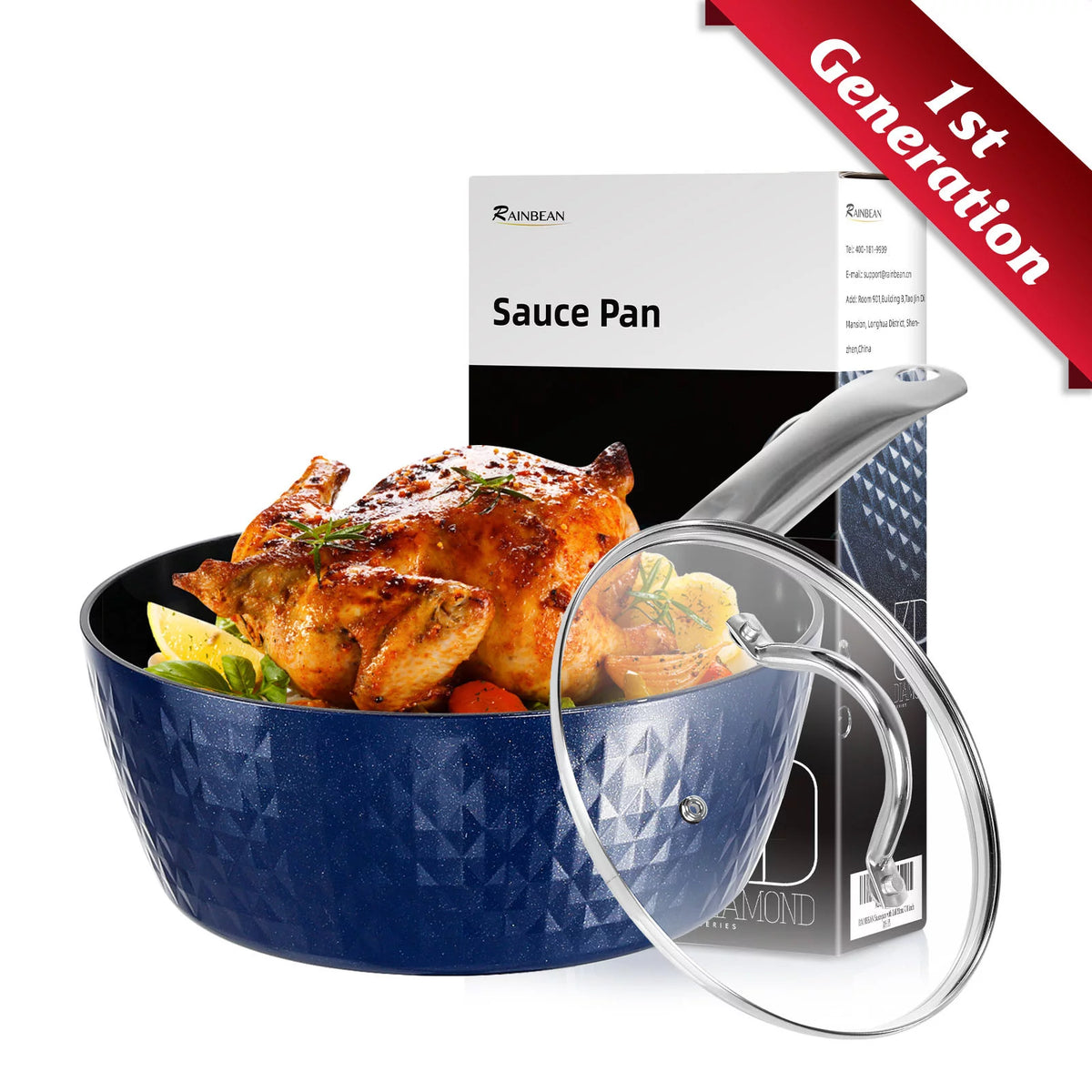 20cm 1.8L Non Stick Ceramic Saucepan with Lid A650640