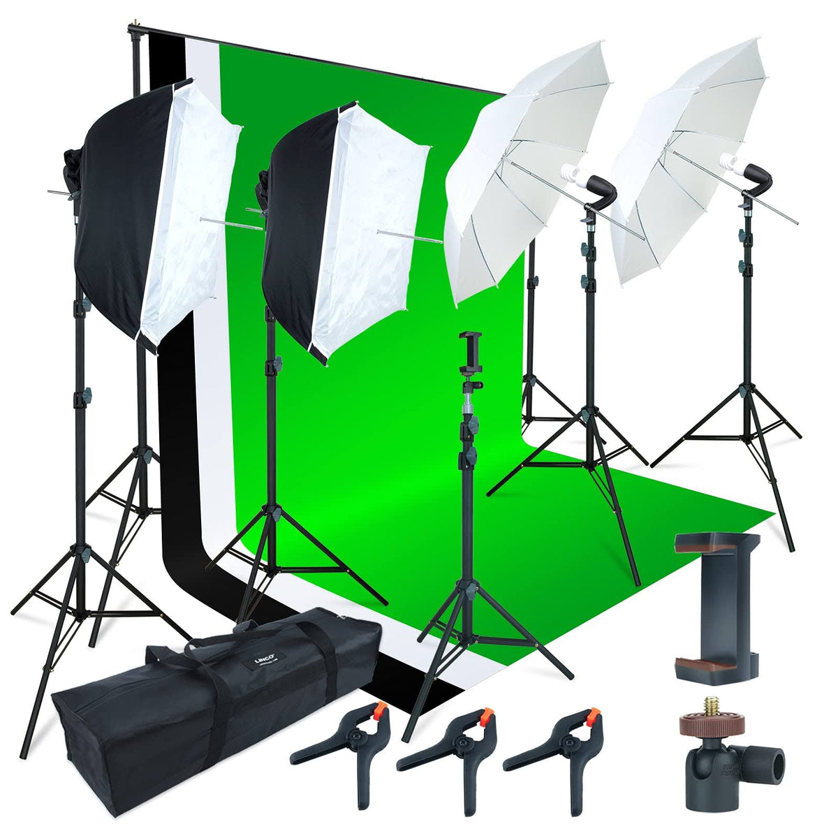 Photo Video Studio Light Kit with 3 Color Backdrops B18420