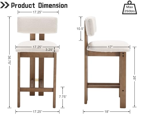 Set of 4 Beige Linen Upholstered Bar Height Stools with Hardwood Frame Z629182
