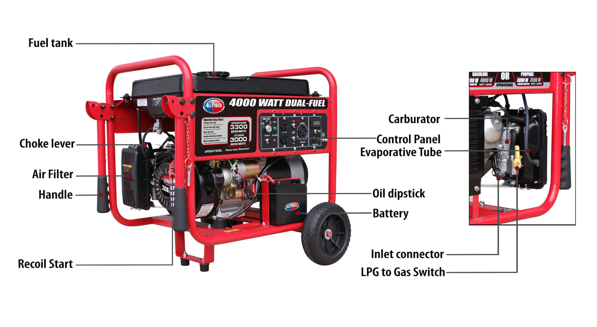 4000 Watt Dual Fuel Portable Generator S225973