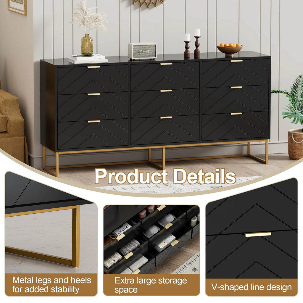 White 9 Drawer Wood Dresser G2330