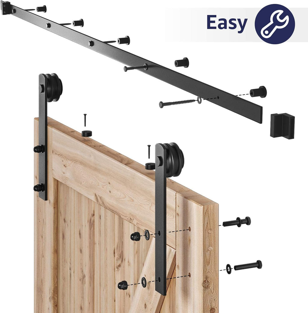 5ft Heavy Duty Sliding Barn Door Hardware Kit Pack of 2 B622