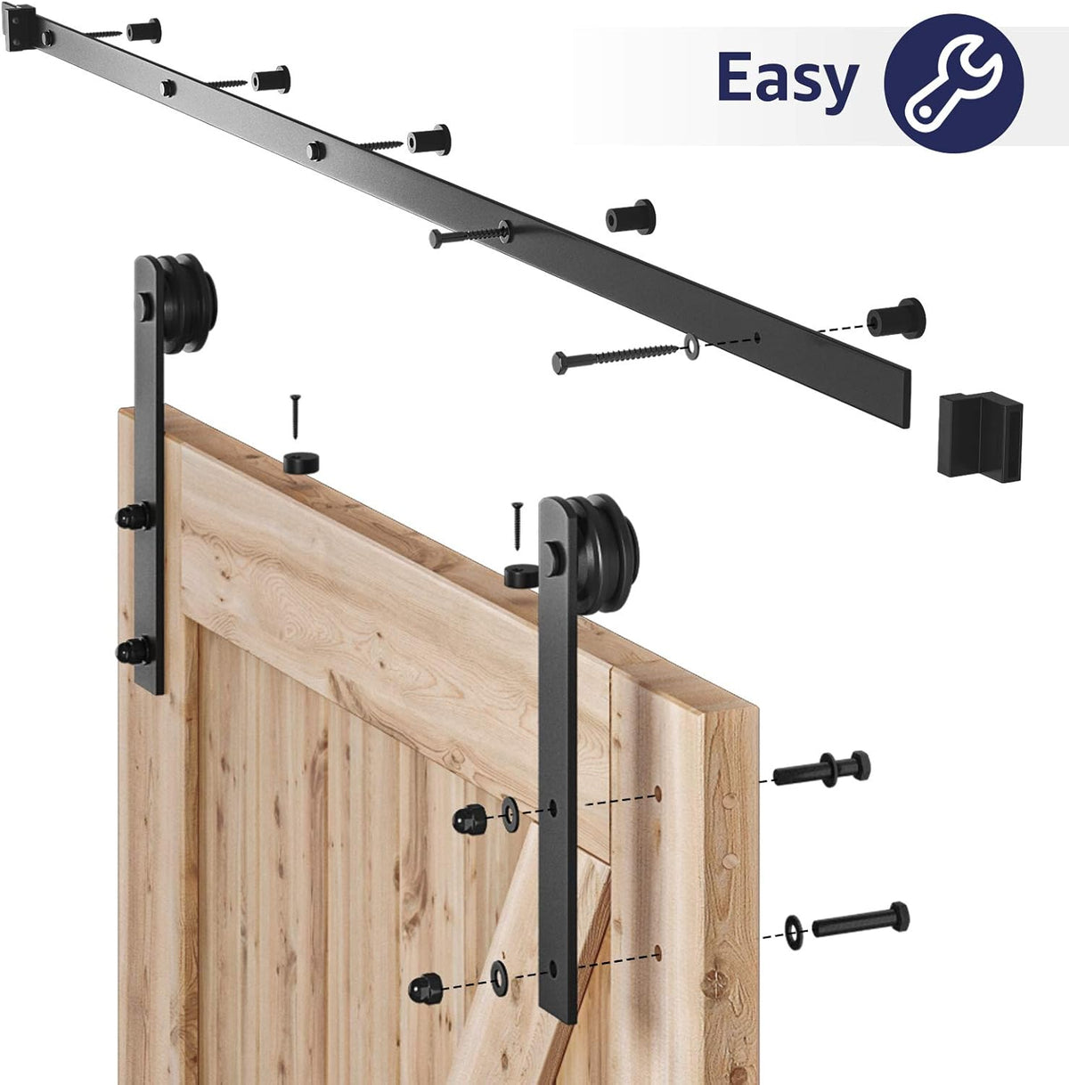 5ft Heavy Duty Sliding Barn Door Hardware Kit Pack of 2 B622