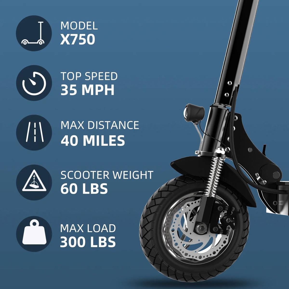 1300W Motor 40 Miles 35 mph 10" Pneumatic Tire Foldable Electric Scooter B2360