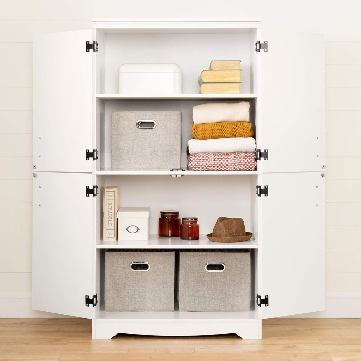 Pure White 4-Door Storage Cabinet S66353