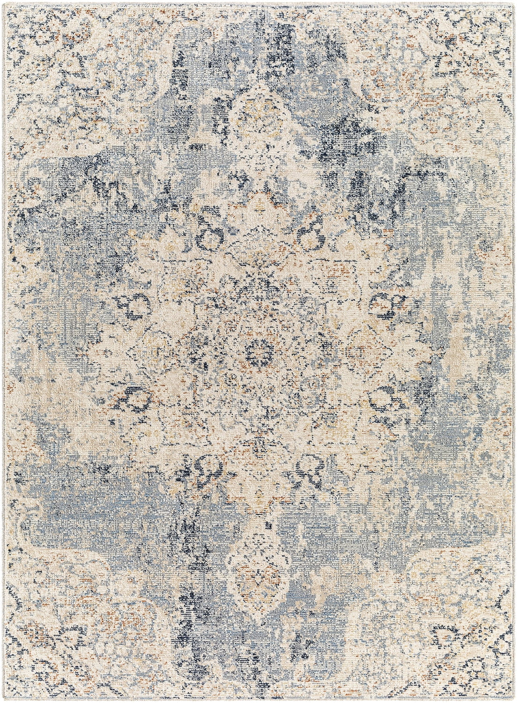 Ivory Abstract Fringe Area Rug C67330