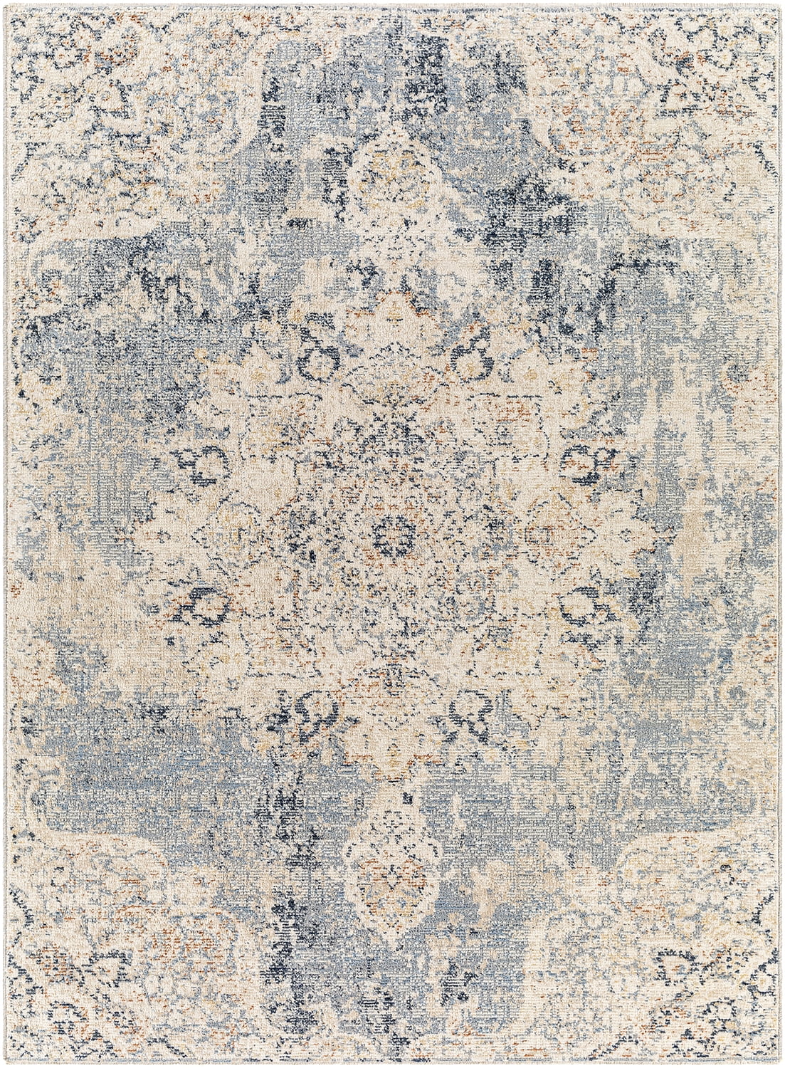 Ivory Abstract Fringe Area Rug C67330