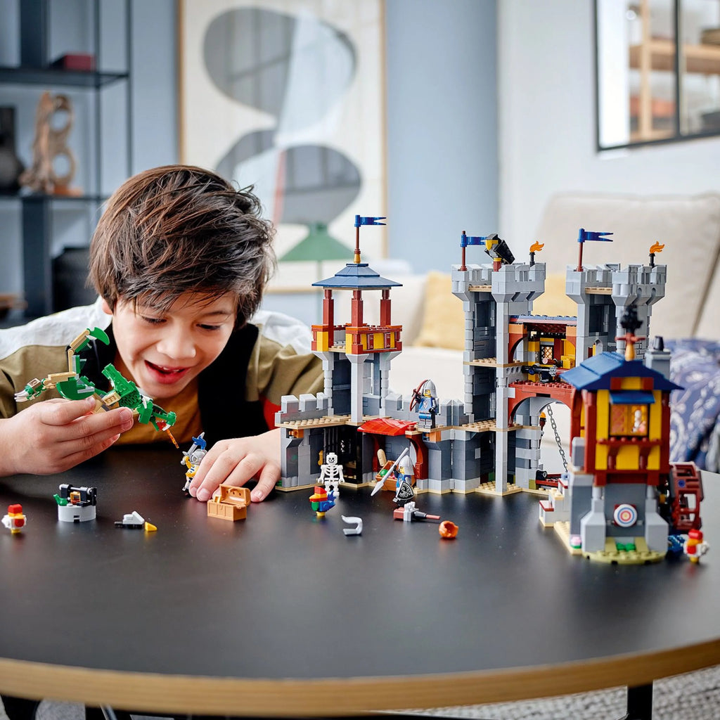 Medieval Castle Toy, 3 in 1, with Minifigures and Dragon Figure G418