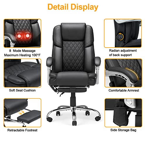 White Ergonomic Office Chair with Massage and Heat P246755
