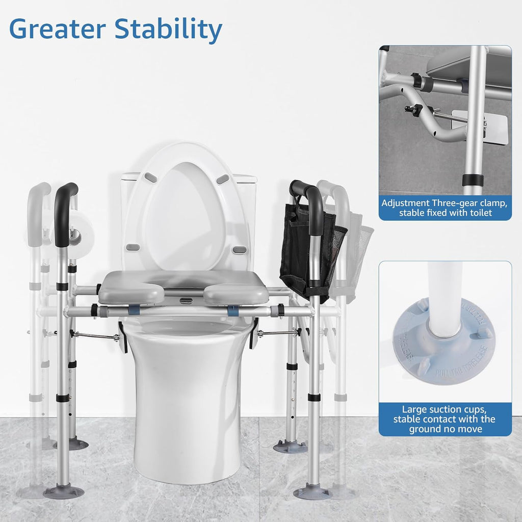 Raised Toilet Seat with Handles, Padded Adjustable Height L969811