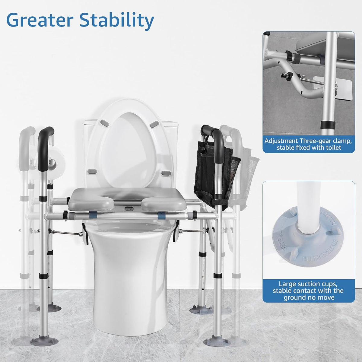 Raised Toilet Seat with Handles, Padded Adjustable Height L969811