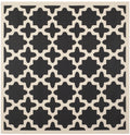 7'10" x 7'10" Square Black Beige Geometric Indoor Outdoor Area Rug W4490