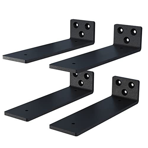Black Powder Coated Steel Floating Shelf Brackets 4-Pack H9322