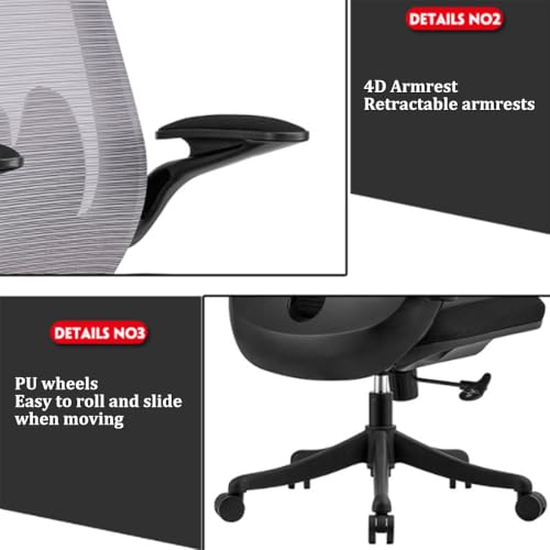Gray Adjustable Height Mesh Office Chair with Wheels Y1333