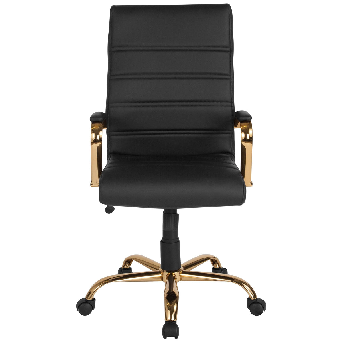 Black LeatherSoft Executive Swivel Office Chair with Chrome Base and Arms G99364