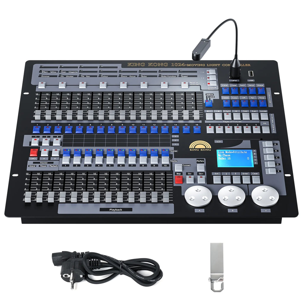 DJ Lighting Controller with Flightcase, Grand Console DMX and MIDI Operator 1024 Channel I610