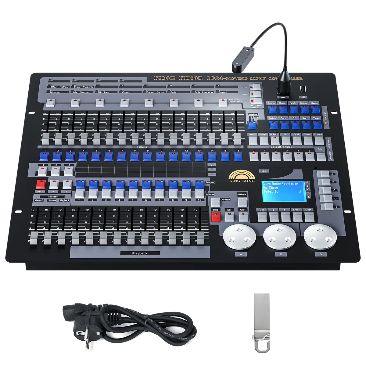 DJ Lighting Controller with Flightcase, Grand Console DMX and MIDI Operator 1024 Channel I610