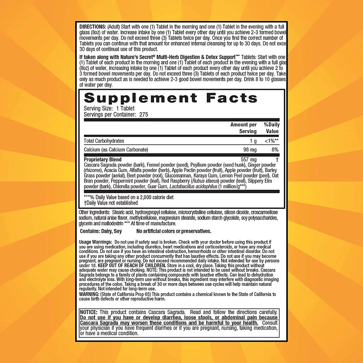 Multi-Herb Colon Cleanse 275 Tablets D1377