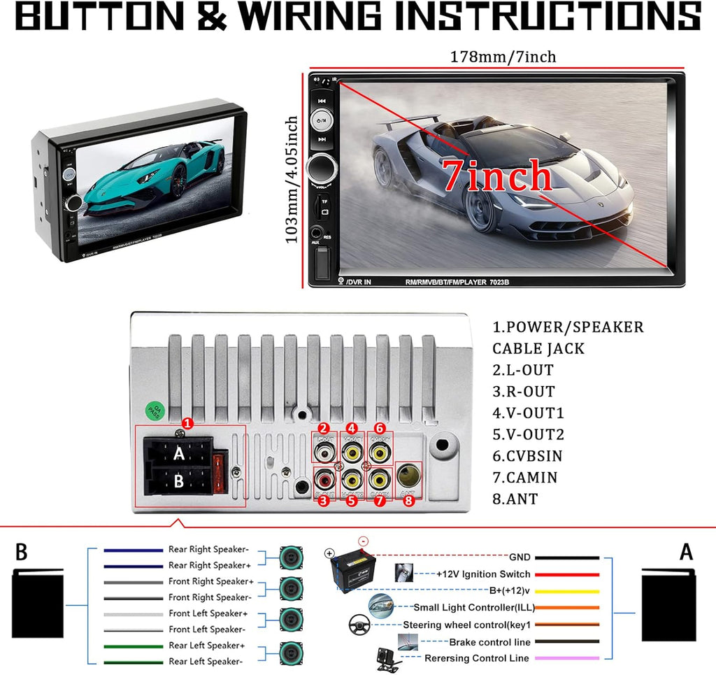 7 MP5 Player Car Stereo with Bluetooth Backup Camera D790383
