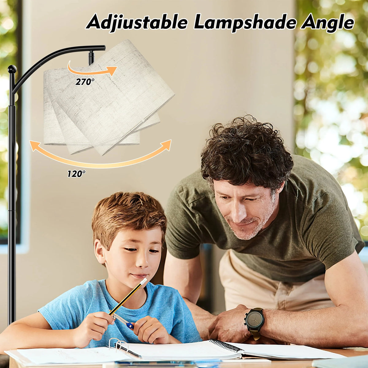 Floor Lamp with 3 Color Temperatures Linen Shade R18173