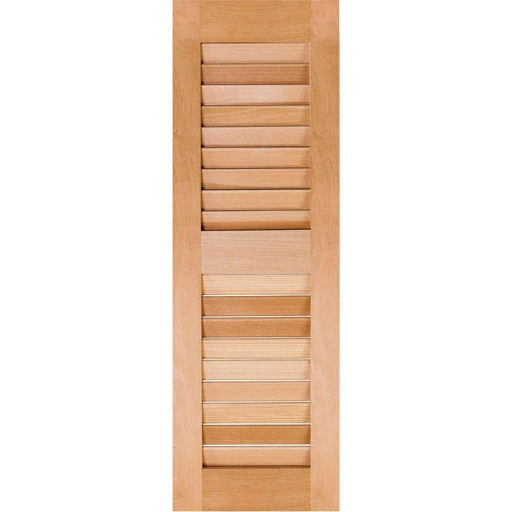 12 in. x 72 in. Real Wood Louvered Shutters Pair Unfinished N8410