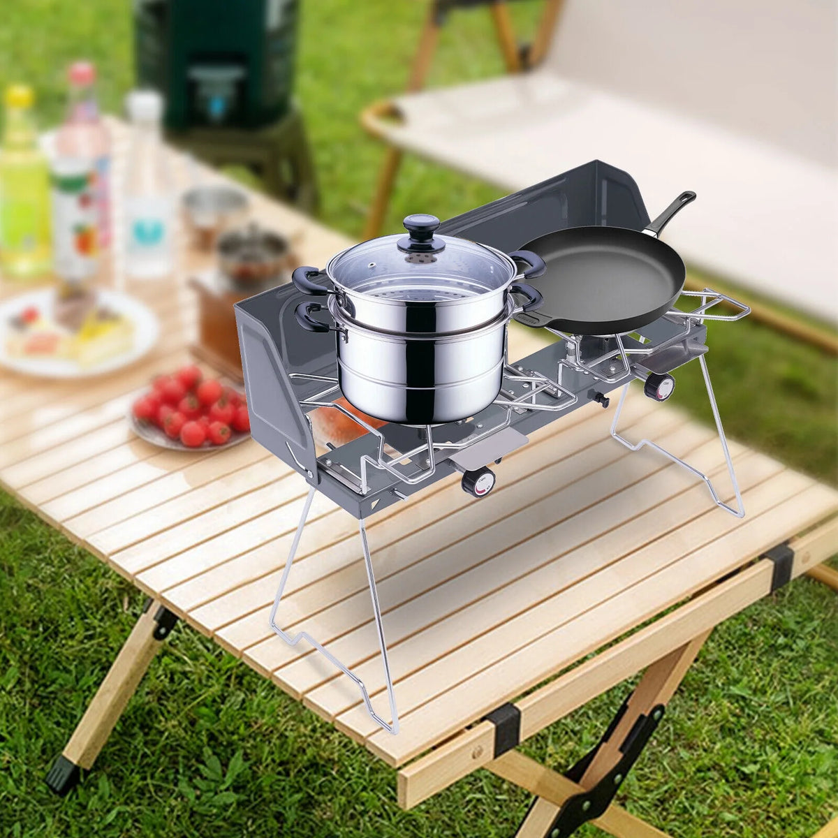 14inch 2 Burner Butane Gas Camping Stove Cooktop P37828