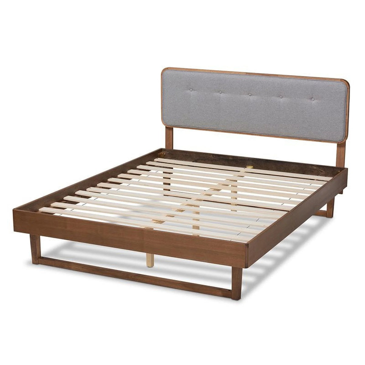 Gray Upholstered Wood Full Size Platform Bed S808