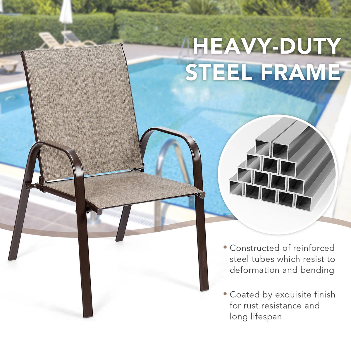 Set of 2 Grey Steel Patio Chairs E259