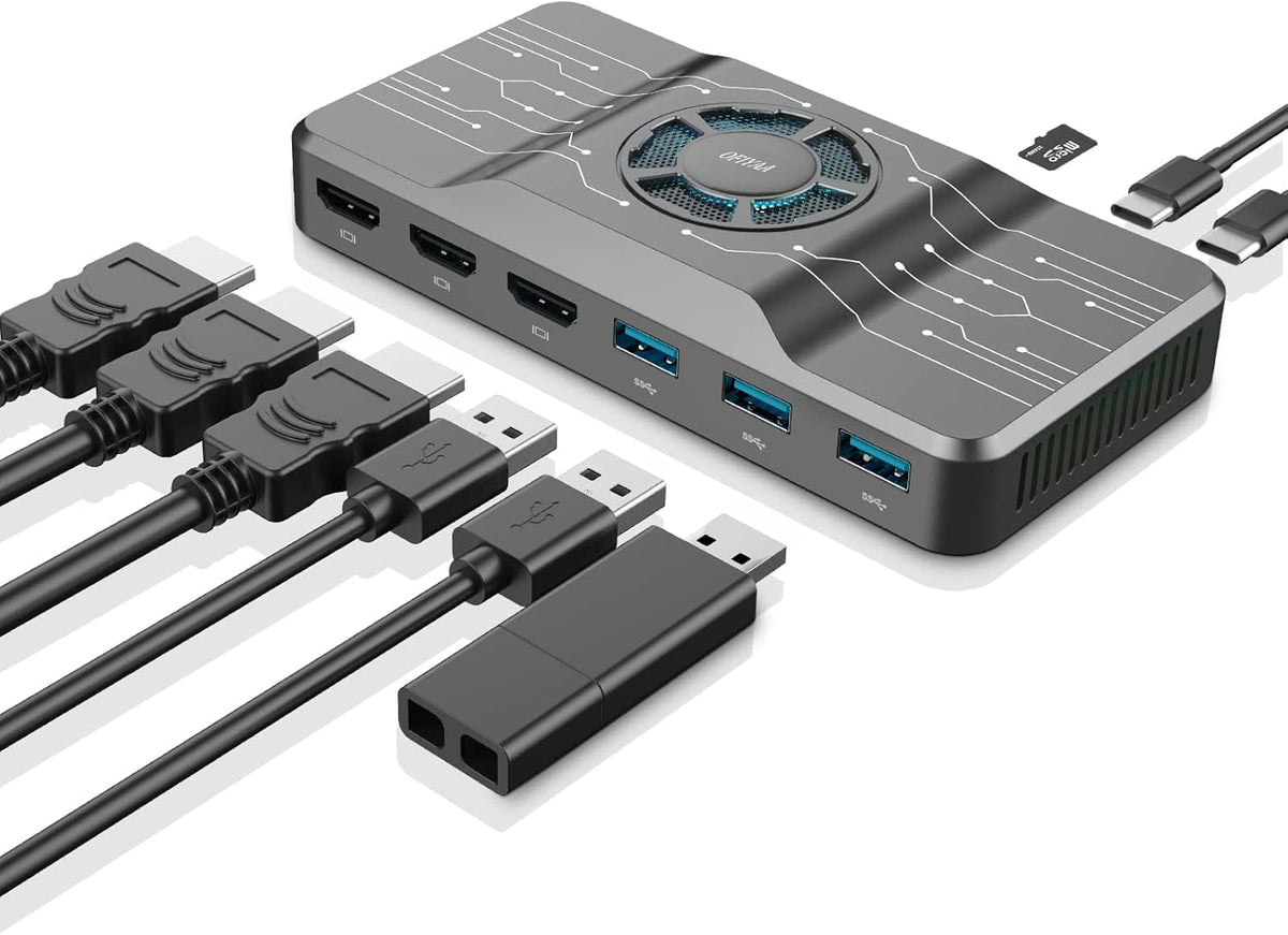 USB 3.0 Docking Station with RGB Cooling Fan I200