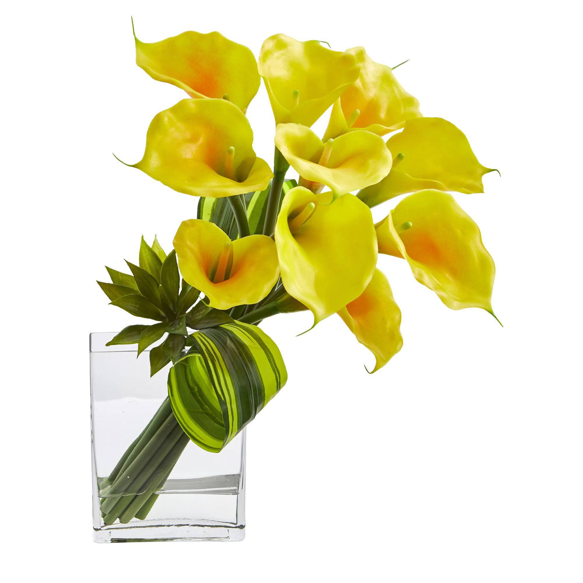 20 inch Artificial Calla Lily Succulent Bouquet Arrangement, Yellow Z20693