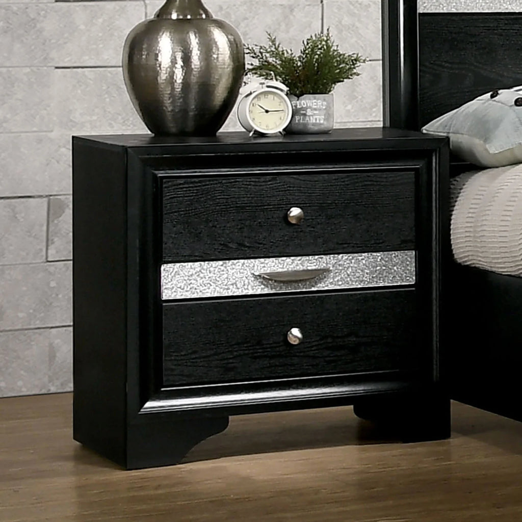 Black Queen Size 4pc Bedroom Set Solid Wood A60343