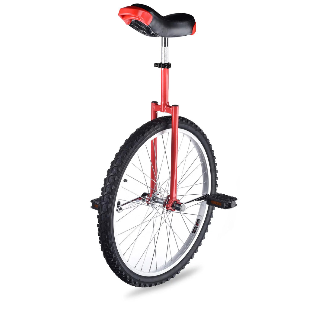 24 In Wheel Outdoor Unicycle Adjustable Seat Anti-Skid Pedal Red O680011