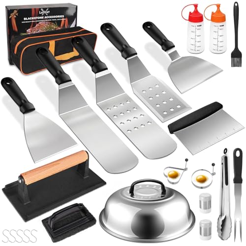 24Pcs Grilling Accessories Set with Scraper, Enlarged Spatulas, Basting Cover X1823