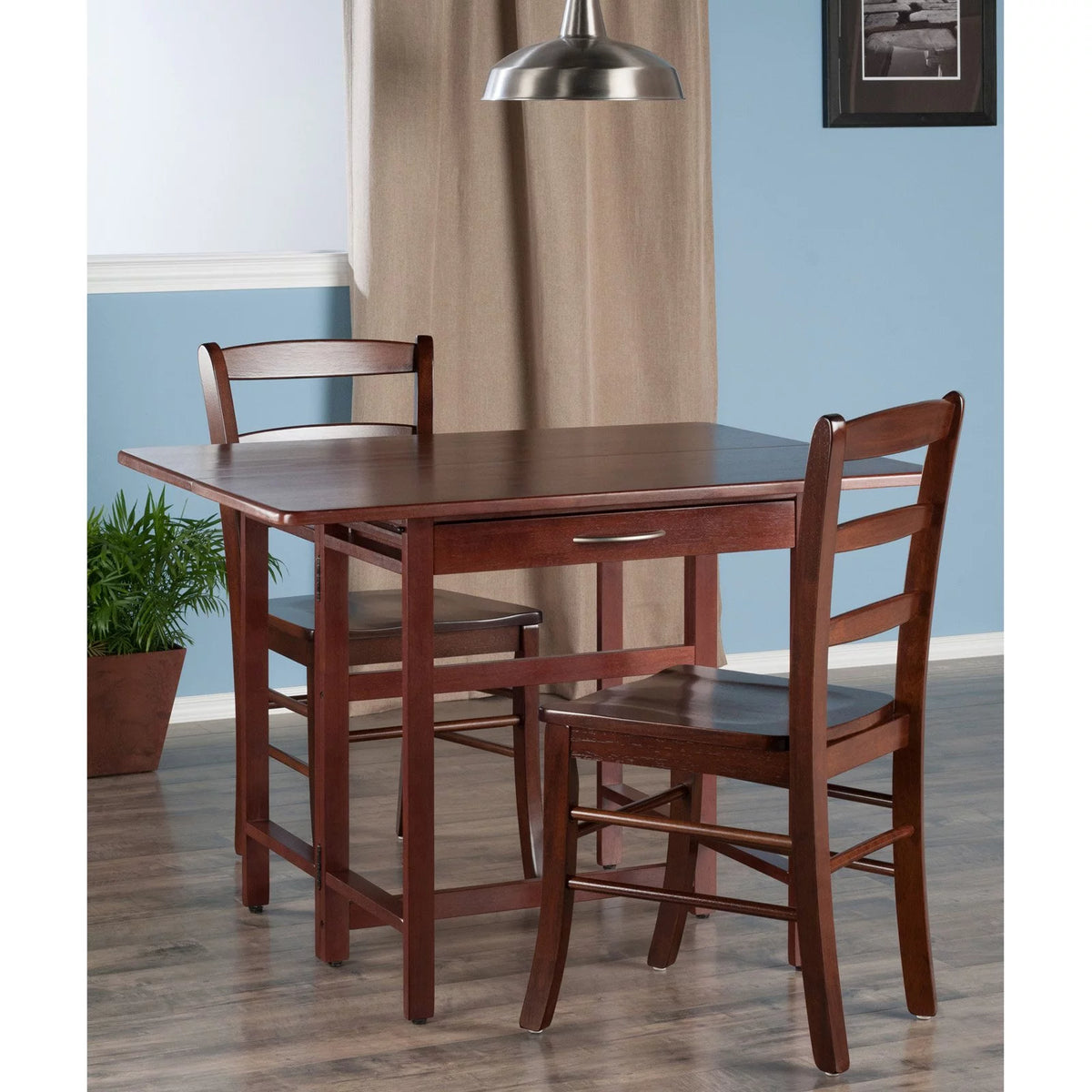 3-Pc Drop Leaf Dining Table with 2 Ladder Back Chairs R663