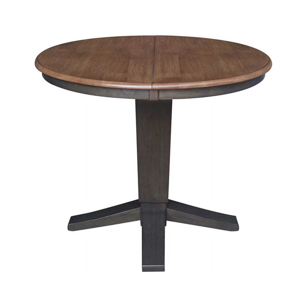 36" Solid Wood Round Top Pedestal Dining Table with 12" Leaf J95180