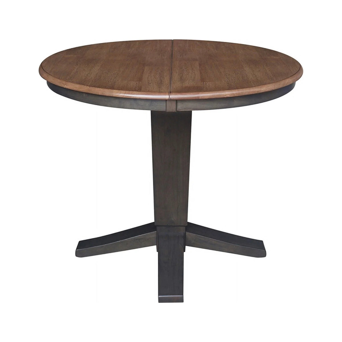 36" Solid Wood Round Top Pedestal Dining Table with 12" Leaf J95180