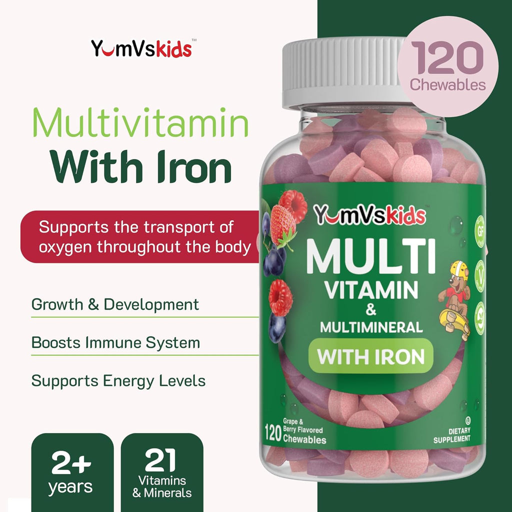 Kids Chewable Multivitamin with Iron, 120 Tablets E59948
