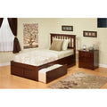 Twin Bed with Flat Panel Footboard and Bed Drawers U9677
