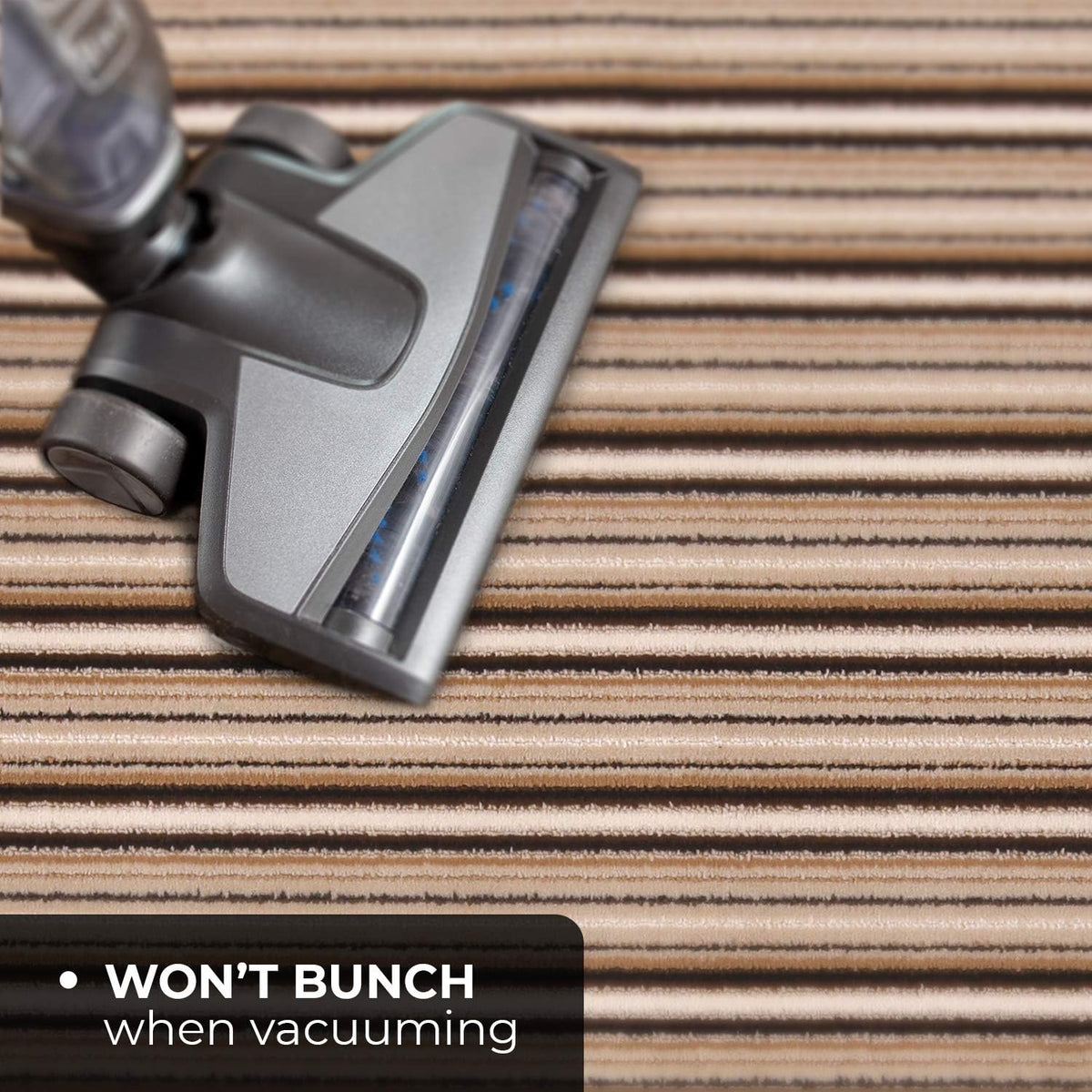 Skid-Resistant Carpet Runner Mocha Brown Stripe 6 Feet X 36 Inches C462