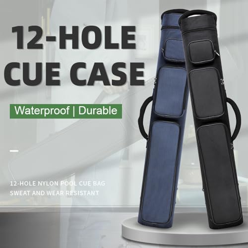 12-Hole Nylon Pool Cue Case, Black/Blue W70058