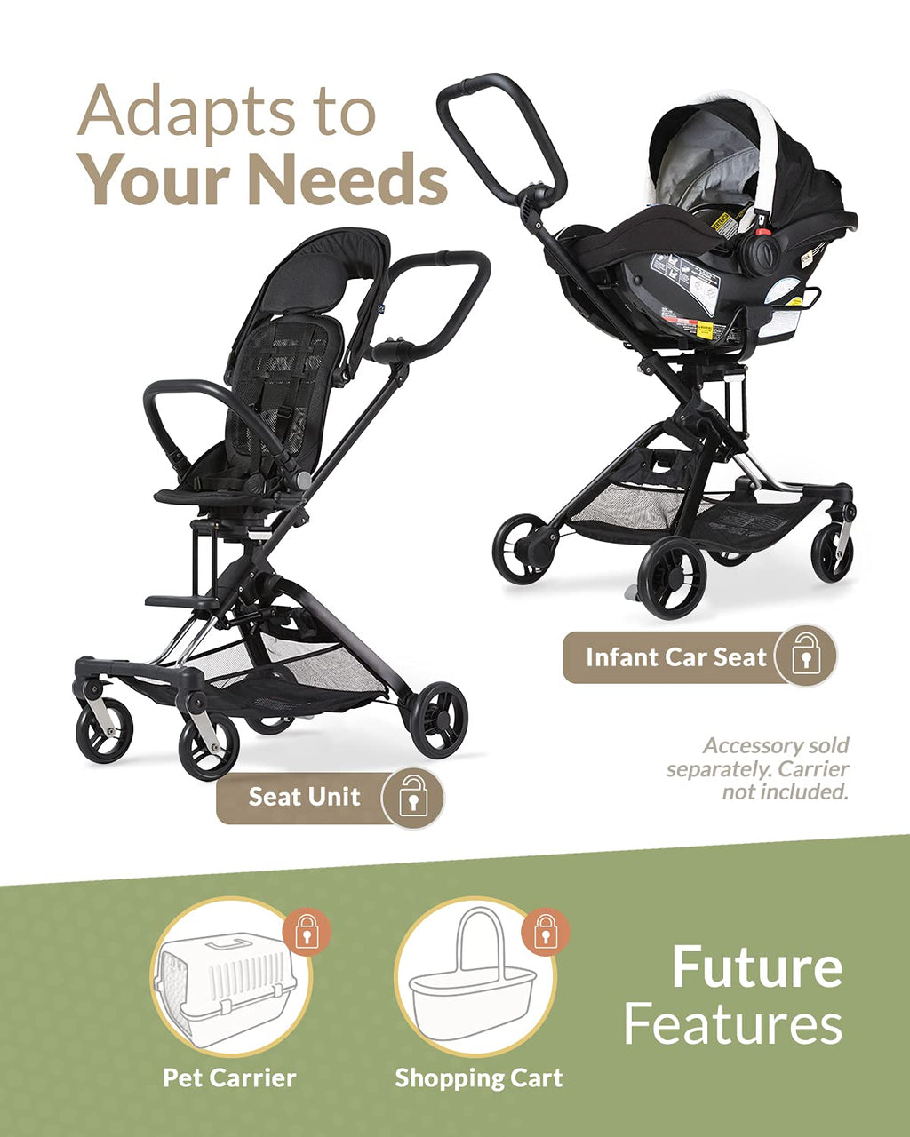2-in-1 Lightweight Stroller with Anti-UV Canopy B9198