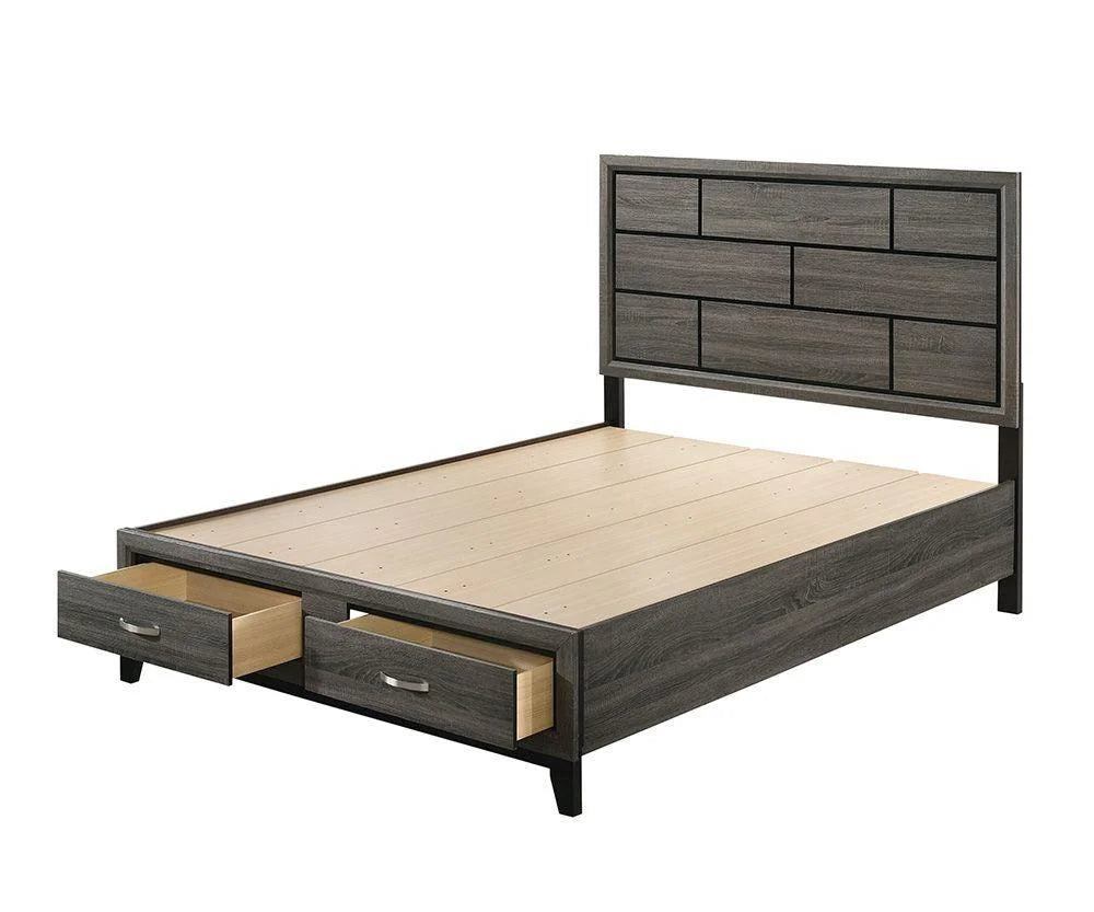 Weathered Gray Eastern King 3pcs Bedroom Set with Storage V5192