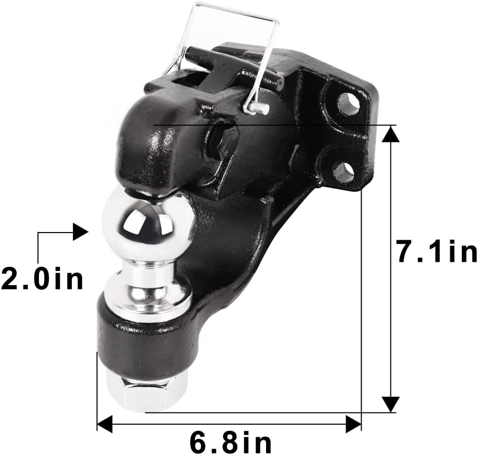 Black 18000 lbs 2" Trailer Ball Pintle Hook Hitch Pack of 2 V4048
