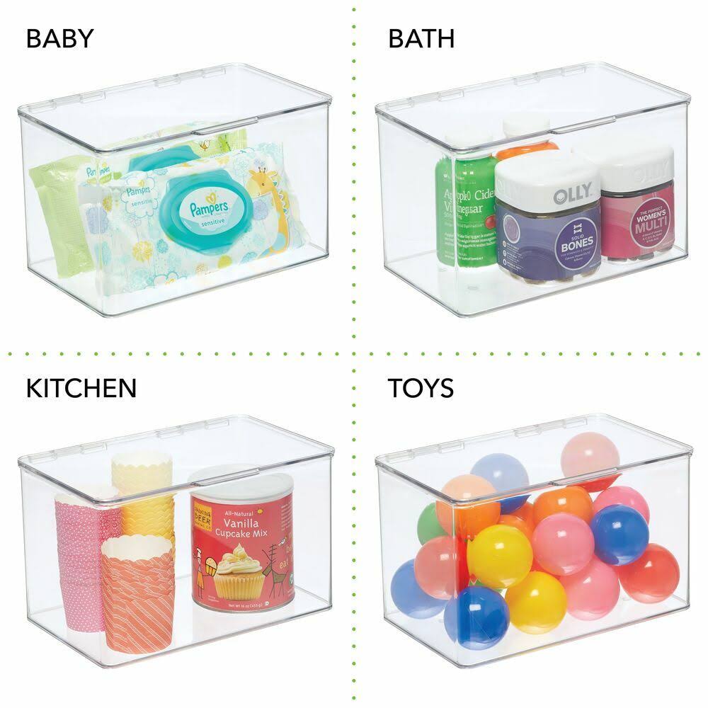 Clear Plastic Desk Organizer Bin Box, 8 Pack M765