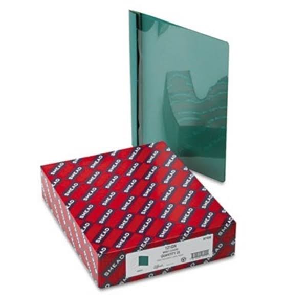 Clear/Green Tang Clip Report Cover, 25/Box E269
