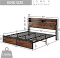 King Size Platform Storage Bed with Bookcase Headboard U89124