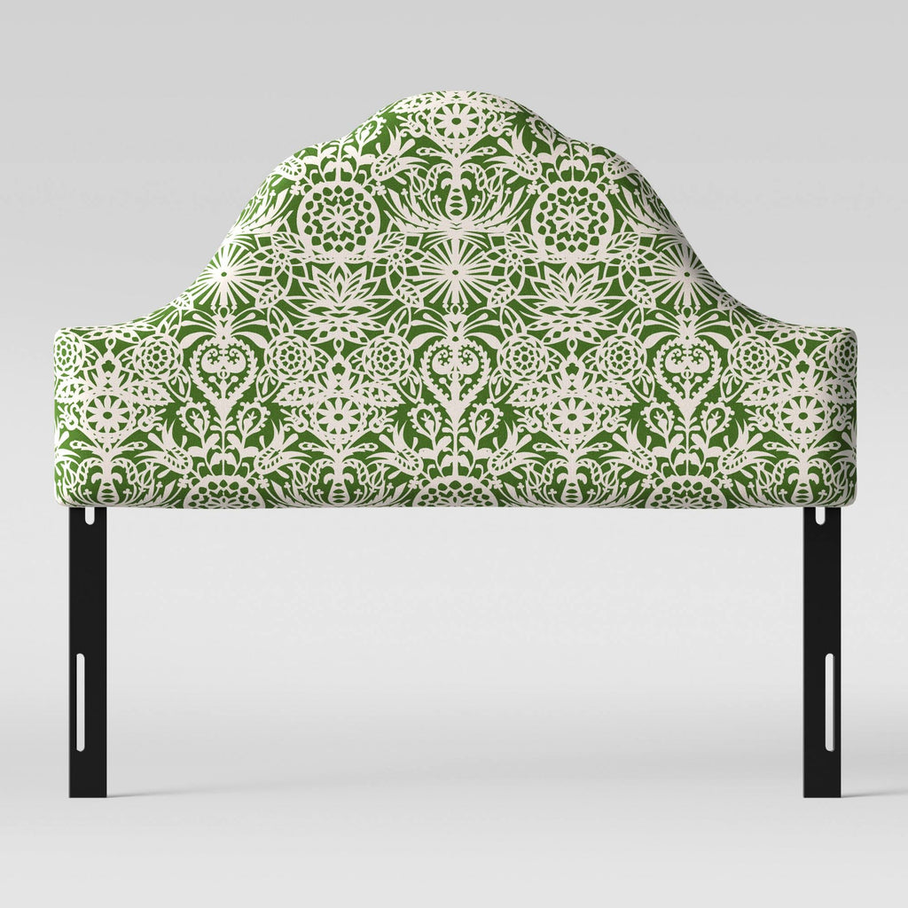 Arched Headboard Green White Floral L14189