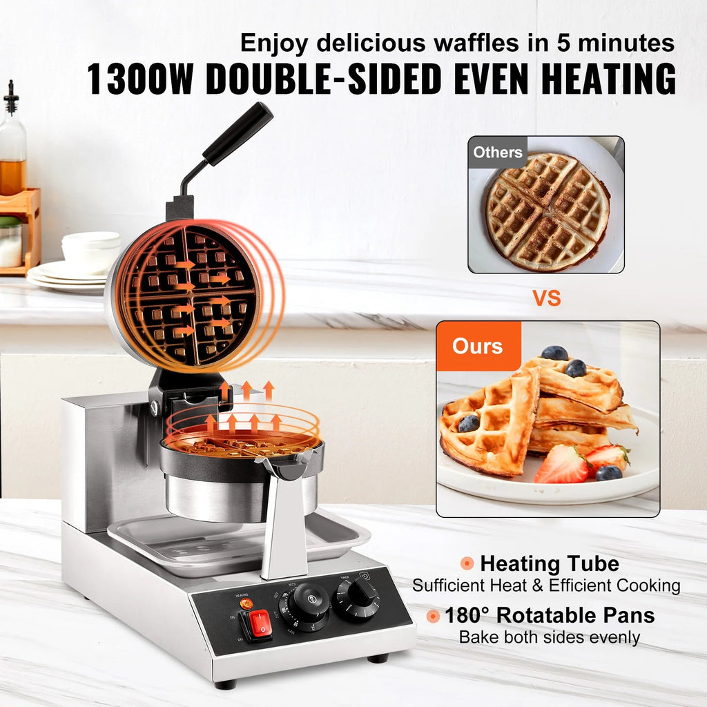 1300W Rotatable Non-Stick Round Waffle Maker Q740832