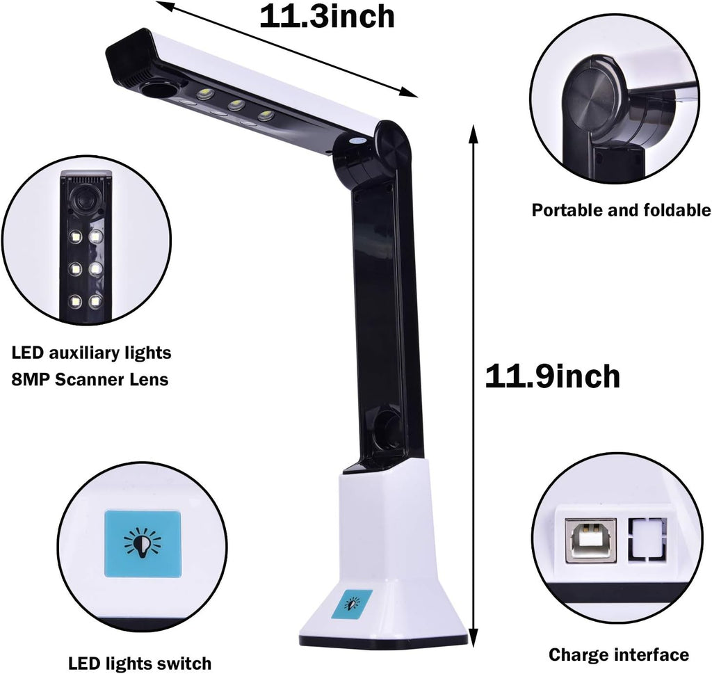 Portable USB Document Camera Scanner 8MP HD A4 E5800